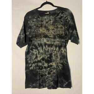 Harley Davidson IndyWest Plainfield, Indiana Black Tie Dye Graphic Shirt Medium?